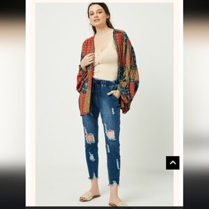 Women's Hayden Los Angeles Patchwork Boho Kimono Duster,‎ Size Large